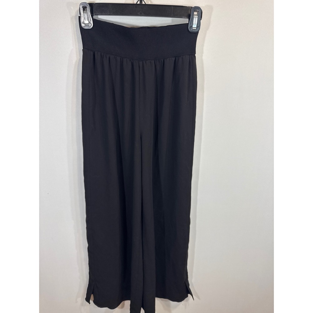 Theory Womens Black Wide Leg Smocked Waist High Rise Side Slit Pants S Lagenlook